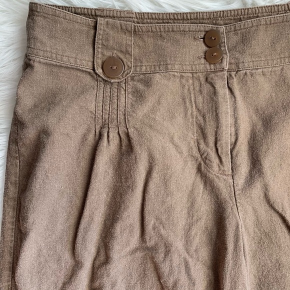 Brown Linen-blend Capris 4 - Picture 3 of 9